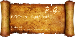 Pátkai Győző névjegykártya